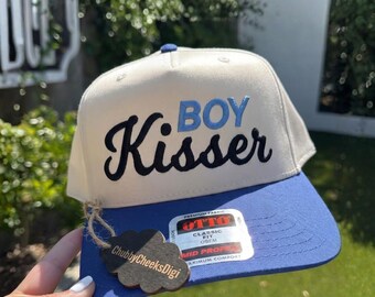 Funny Boy Kisser Embroidery File for Hat, LGBTQ Pride Trucker Cap Design, Lesbian Pride Hat Embroidery, Statement Party Hat File PES DST