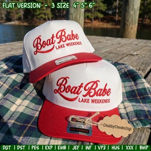 Boat Babe Hat Embroidery Design, Funny Summer Vacation Trucker Hat Digital File, Sarcastic Lake Life Baseball Cap, Bachelorette Machine File