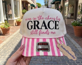 Even In The Chaos Hat Embroidery File, His Grace Finds Me Trucker Cap Pattern, Faith Christian Gift Ideas, PES DST Digital Download