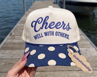 Cheers Well With Others Hat Embroidery Design, Bachelorette Party Cap File, Vintage Boat Day Womens Trucker Hat Pattern,Day Drinking Hat PES