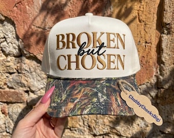 Broken But Chosen Trucker Hat Embroidery Design, Christian Faith Baseball Cap Design, Religious Bible Gift PES DST Download File