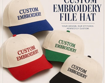 Hat Size Custom Embroidery File, Personalized Name Logo Digitizing Design, Retro Western Text Cap Pattern, Machine Download PES DST JEF
