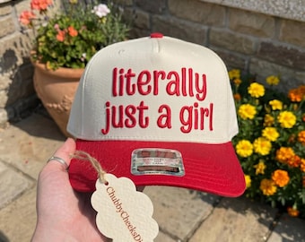Literally Just a Girl Embroidery File for Hat, Funny Trucker Cap Design, Cute & Sarcastic Women's Baseball Hat Digital Download PES DST