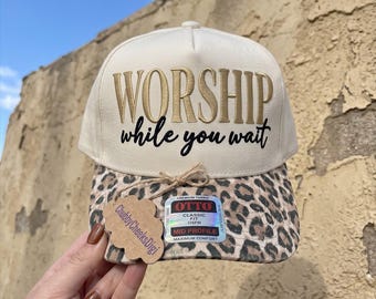 Worship While You Wait Cap Embroidery Design, Religious Dad Hat Pattern,Aesthetic Christian Girl Believer Gift PES DST Download Digital File
