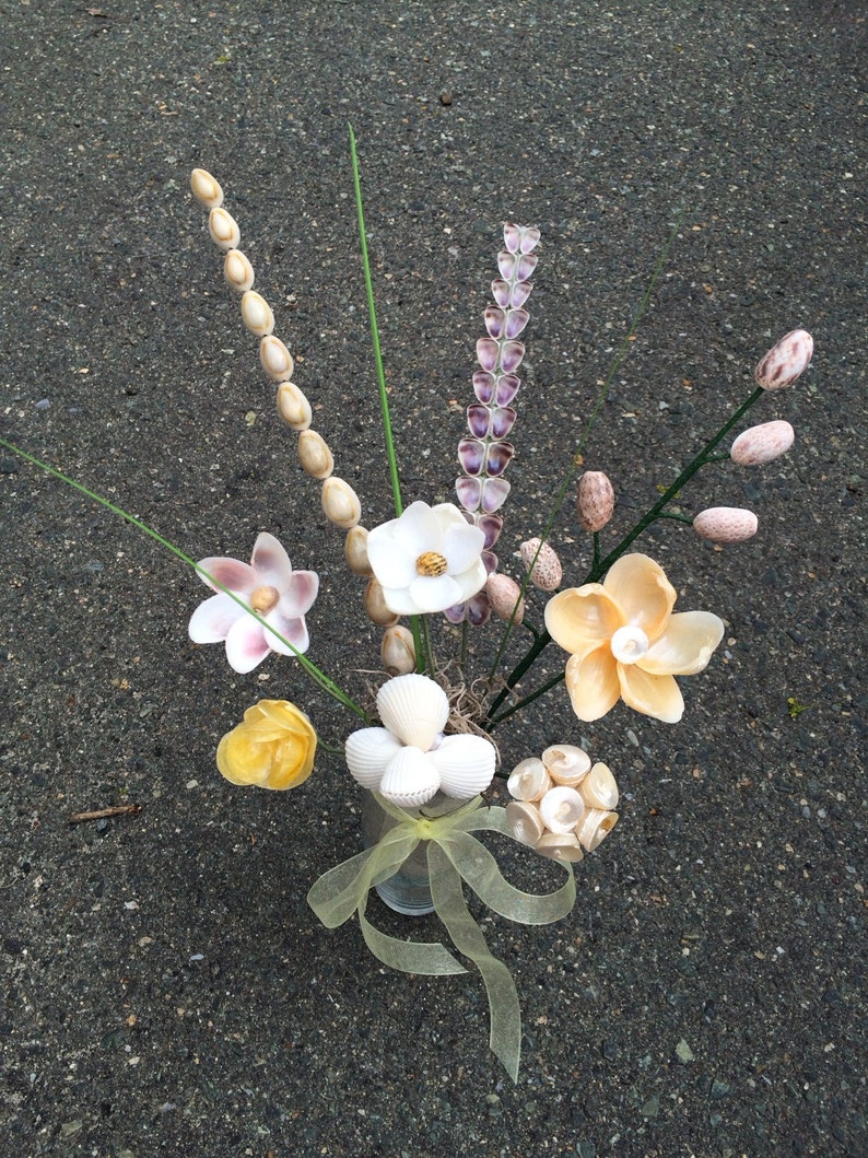 Seashell Wild Flower Bouquet in Vase With Sand tall - Etsy