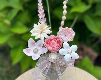 Seashell Wild Flower Bouquet in Vase with Sand (Short/8 Stems)