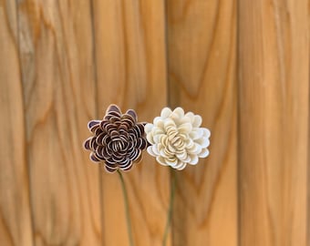 Two One of a Kind intricate Seashell Flower Stems