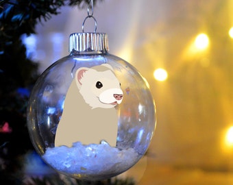 Ferret Sandy Champagne Floated Paper Christmas Ornament personalized memorial   glass bulb pet gift Sable