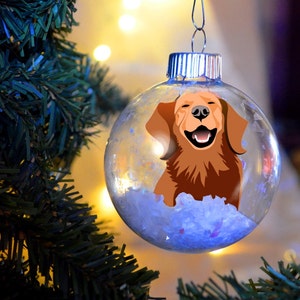 Golden Retriever Red Floated Paper Christmas Ornamento conmemorativo personalizado bombilla de vidrio regalo para perros