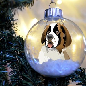 St. Bernard Floated Paper Christmas personalized floated paper ornament   glass bulb dog gift memorial
