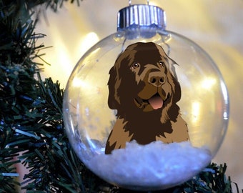 Newfoundland Brown Chocolate Floated Paper Christmas Ornament personalized memorial glass bulb dog gift