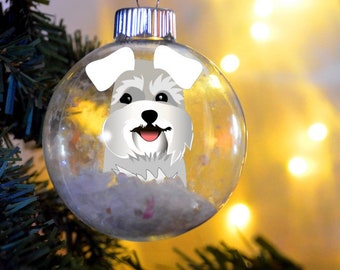 Miniature Schnauzer Floated Paper Christmas Ornament personalized memorial glass bulb dog gift