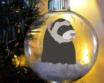 Ferret Floated Paper Christmas Ornament personalized memorial   glass bulb pet gift Sable