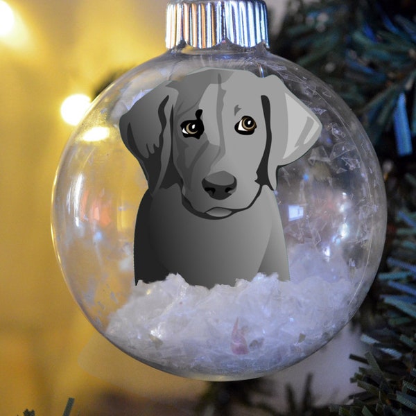 Silver Lab Labrador Retriever Puppy Floated Paper Christmas Ornament personalized memorial   glass bulb dog gift