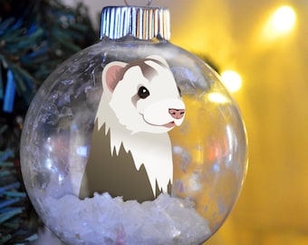 Ferret Blaze Floated Paper Christmas Ornament personalized memorial   glass bulb pet gift Sable