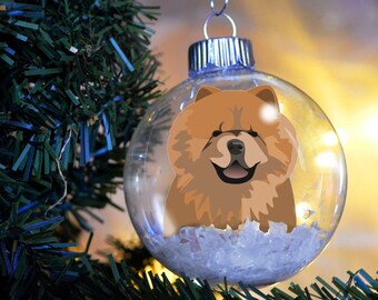 Chow Chow Floated Paper Christmas Ornament personalized memorial   glass bulb dog gift