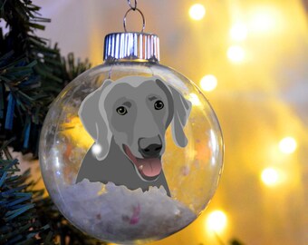 Weimaraner Floated Paper Christmas Ornament personalized memorial   glass bulb dog gift