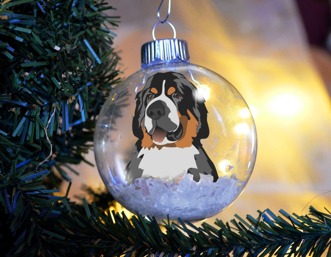 Bernese Mountain Dog Christmas Ornament personalized floated Etsy