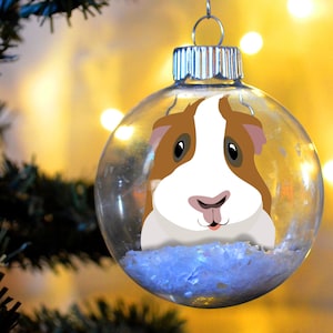 Guinea Pig Floated Paper Christmas Ornament personalized memorial glass bulb pet gift image 1