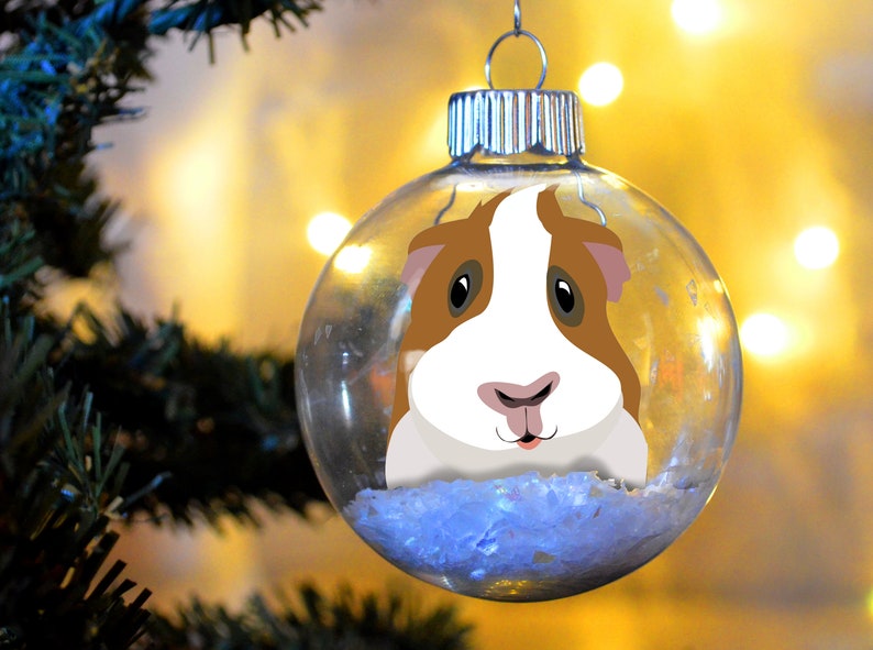 Guinea Pig Floated Paper Christmas Ornament personalized memorial glass bulb pet gift image 1