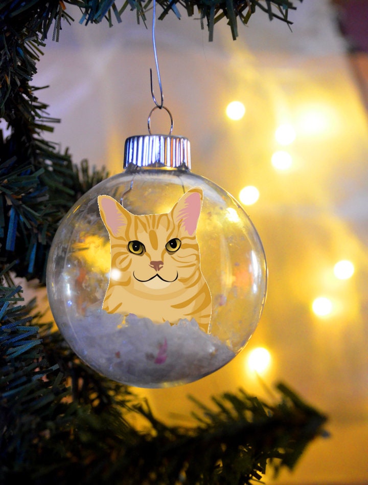 Cat Orange Tabby Kitty Christmas Ornament personalized floated Etsy