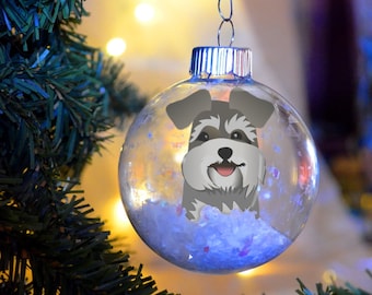 Miniature Schnauzer Floated Paper Christmas Ornament personalized memorial glass bulb dog gift
