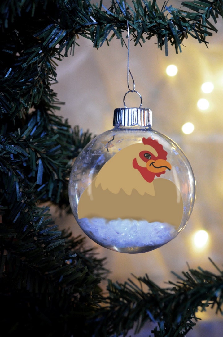 Chicken Christmas Ornament personalized floated paper glass Etsy