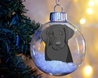 Black Lab Labrador Retriever Puppy Floated Paper Christmas Ornament personalized memorial glass bulb dog gift