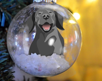 Black Lab Labrador Retriever Floated Paper Christmas Ornament personalized memorial   glass bulb dog gift