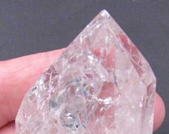 Fire and Ice Quartz Healing Crystals, Fire and Ice Crystal, Crackle Quartz Obelisk, Rare Ultra Clear Quartz, Rainbow Quartz