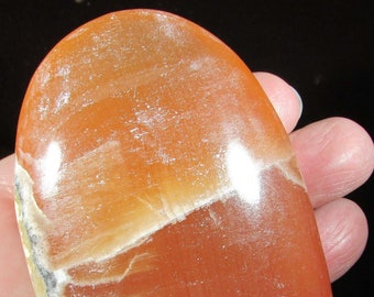 Rose Calcite Palmstone, Cherry Calcite,  Polished Healing Stone, Crystal Palm Stone, Heart Chakra Stone
