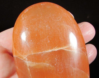 Rose Calcite Palmstone, Cherry Calcite,  Polished Healing Stone, Crystal Palm Stone, Heart Chakra Stone