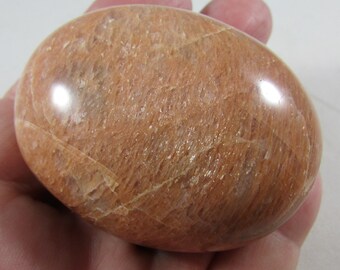 Peach Moonstone Palmstone Worry Stone, Self Care, Healing Crystals and Stones, Hand Polished Palm Stone