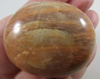 Peach Moonstone Palmstone Worry Stone, Self Care, Healing Crystals and Stones, Hand Polished Palm Stone