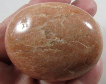 Peach Moonstone Palmstone Worry Stone, Self Care, Healing Crystals and Stones, Hand Polished Palm Stone