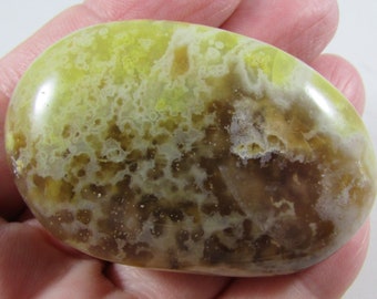 Green Opal Palmstone, Polished Green Opal, Green Opal Pocket Stone, Chakra Stone, Genuine Green Opal