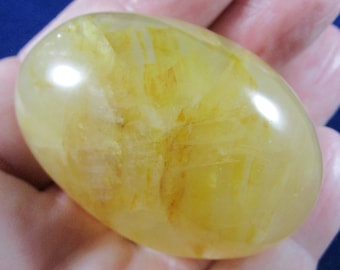 Golden Healer Crystal Palmstone, Yellow Hematoid Polished Palmstone, Natural Golden Healer Crytsal Quartz, Healing Crystal