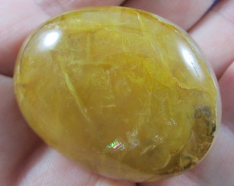 Golden Healer Crystal Palmstone, Yellow Hematoid Polished Palmstone, Natural Golden Healer Crytsal Quartz, Healing Crystal