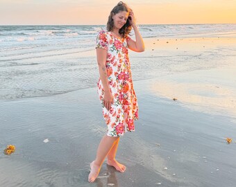 Women's Peony Punch Tiered Dress: Short or Sleeveless, Mommy & Me, Floral Dress, Women's Dress, Summer Dress, Sundress, Boho Dress, XXS-XL