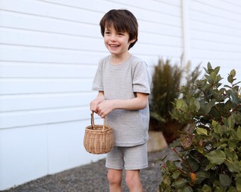 Kids Stripe Set: 2 Colors, Baggy Tee & Shorts Set, Spring Summer Set, Kids Clothing Set, Kids Play Set, Kids Clothes, Stripe Outfit, 0-9/10