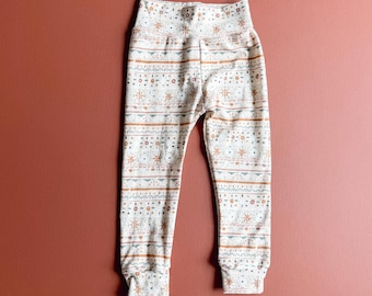 Folk Stripe Leggings: Southwest Leggings, Stripe Pants, Cuff Pants, Unisex Pants, Kid Clothes, Fall Outfit, Kids Pants, Western Print, NB-12