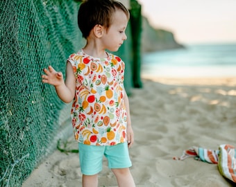Fruit Cocktail Sprint Tank: Crop, Midi or Full Length, Fruit Print, Fruit Tank Top, Unisex Shirt, Kids Summer Shirt, Kids Tank, 0/3m-9/10
