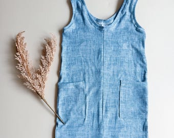 Faux Denim Overall Dress: Girls Denim Jumper, Girl Dress, Baby & Youth Dress, Girls Overall, Denim Dress, Layering Dress, Denim Jumper, 0-12