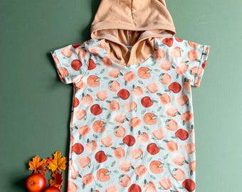 Kids Apple Hooded Tee: Short or Long Sleeves, Apple Hoodie, Apple Shirt, Children's Fall Shirt, Apple Orchard Shirt, Kid & Youth Size 0-9/10