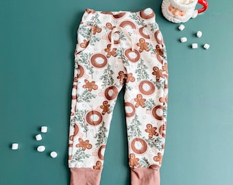 Holiday Treats Jogger Pants: French Terry Joggers + Optional Knee Patch, Hot Chocolate Pants, Christmas Pants, Sweatpants, Gingerbread, 0-9