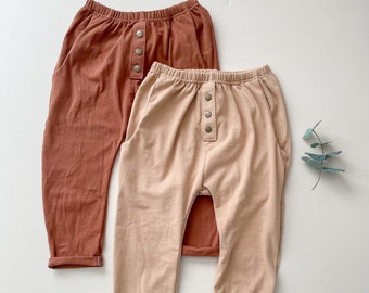 Solid Lounge Pants / MORE COLORS / Boys Pants / Faux Placket / Kids Pocket Pants / Kids Clothes / Kids Joggers / Boys Clothes / NB-5