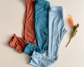 Slim Ribbed Leggings: 8 Colors, Optional Lettuce Hem, Unisex Leggings, Ribbed Pant, Kids Clothes, Kid Leggings, Rib Knit, Kid Pants, NB-9/10
