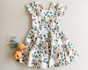 Peach Twirl Dress / Lightweight Knit / Twirl Dress / Spring Dress / Peach Dress/ Sweet as a Peach / Girls Dress /  Kids Dress / 12m-10