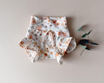 Farm Fields Shorties: Floral Shorties in Classic or Ruffle Leg, Baby Shorties, Floral Short, Baby Shorts, Girls Shorts, Baby Pants, Size 0-5