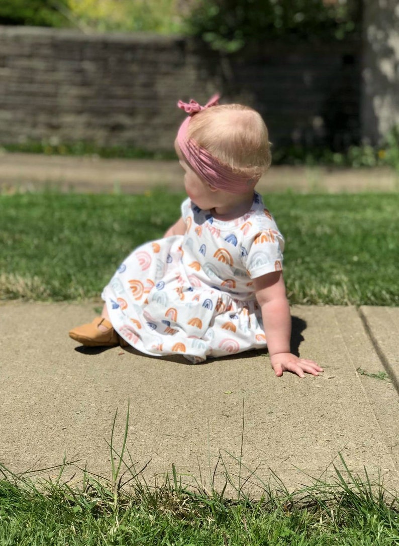 Muted Rainbow Dress /Sleeveless Short or 3/4 Sleeves / Girls Etsy